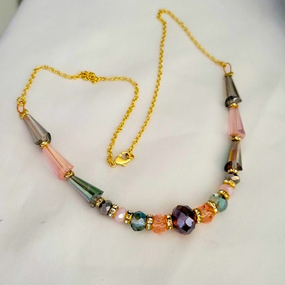 Iridescent Crystal Beaded Necklace